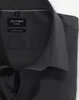 A close-up view of a dark gray men's dress shirt collar and label. Produktbild-Vorschau