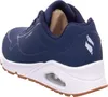 A side view of a blue Skechers sneaker with a white sole and brown outsole. Anteprima dell’immagine prodotto