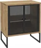 A product shot of a cabinet with black mesh doors and metal legs. Podgląd zdjęcia produktu