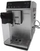 A silver and black DeLonghi Autentica Cappuccino coffee machine is shown against a white background. Voir les images du produit