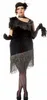A woman is posing in a black flapper dress with silver fringe. Produktbild-Vorschau