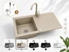 Faizee Home Granitspüle Beige 75 × 44 cm mit Armatur Beige Produktbild-Vorschau 1