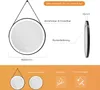 Diagrams and text explaining features of a round LED mirror. Anteprima dell’immagine prodotto