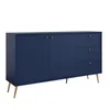 AX LIVING Kommode mit Türen Rorene 156 cm Blau Gold Modern Produktbild-Vorschau 1