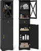 A black bathroom cabinet with its doors open, showing its interior storage. Náhled obrázku produktu