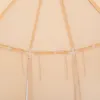 Close-up view of the interior structure of a tent or playhouse, showing wooden poles and fabric. Produktbild-Vorschau