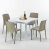 Weiß Quadratisch Tisch und 4 Stühle Farbiges Produktbild-Vorschau 1