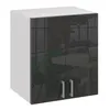 A white cabinet with two dark reflective doors, showing a reflection of an office interior. Náhľad obrázku produktu