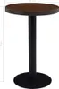 A dark brown round bistrot table with a black pedestal base and column, shown against a white background with measurement indicators. Produktbild-Vorschau