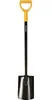 A Fiskars shovel with a yellow D-handle and a black shaft and blade, isolated on a white background. Anteprima dell’immagine prodotto