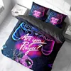 A bed with a duvet cover and pillowcases featuring a gaming theme. Produktbild-Vorschau