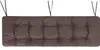 A brown tufted bench cushion with ties, shown flat against a white background. Náhled obrázku produktu