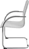 A side view of a white cantilever chair with a chrome frame. Náhled obrázku produktu