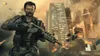A soldier holding a rifle in a war-torn city with buildings on fire. Produktbild-Vorschau