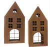 2x Windlicht "Haus" aus Metall mit Echt Rost Finish, Produktbild-Vorschau 2