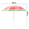 A watermelon-patterned garden umbrella with dimensions indicated. Voir les images du produit
