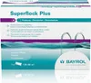 The image shows the packaging of BAYROL Superflock Plus, a pool water treatment product, with a graphic of water and pool ladders. Anteprima dell’immagine prodotto