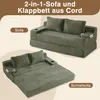 Cord Schlafsofa 2-in-1, Klappsofa mit Getränkehalter und Produktbild-Vorschau 3