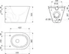 Technical drawings of a toilet bowl with dimensions. Anteprima dell’immagine prodotto