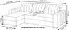 A line drawing of a sectional sofa with dimensions indicated by lines and text. Produktbild-Vorschau