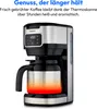 A coffee maker with a thermal carafe is shown, with glowing red and orange bands indicating heat. Produktbild-Vorschau