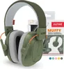 A pair of green Alpine Muffy hearing protection headphones is shown next to its packaging. Produktbild-Vorschau