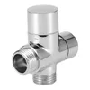 A chrome-plated three-way diverter valve for a shower system, shown against a white background. Podgląd zdjęcia produktu