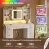 Toaletný stolík s LED zrkadlom, USB zásuvkami a RGB LED Náhľad obrázku produktu 3