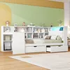 Lit plateforme en bois en forme de L avec bureau, étagère à Voir les images du produit 4