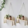 2er Set Makramee Wandregal Holz Hängeregal Wandregal Boho Produktbild-Vorschau 1