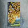 Wohnzimmer-Bild Leinwand Uhr 30x60 Gemälde Baum Blätter Produktbild-Vorschau 2