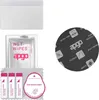 A flat lay of screen protector accessories, including wet wipes, dust removal stickers, and a screen protector with feature callouts. Produktbild-Vorschau
