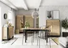A modern dining room with a vitrine cabinet, dining table, and chairs. Produktbild-Vorschau