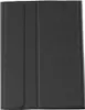 A closed black tablet case with a textured surface and vertical seams. Voir les images du produit