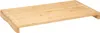 A light brown bamboo cutting board with a raised edge and legs, shown from a diagonal angle against a white background. Podgląd zdjęcia produktu