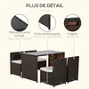 Outsunny Ensemble salon de jardin encastrable 4 chaises Voir les images du produit 7