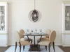 A dining room scene with a table, chairs, and a chandelier. Náhled obrázku produktu