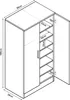 A line drawing diagram of a shoe cabinet with dimensions indicated. Produktbild-Vorschau