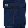 Close-up of a dark blue work pant pocket with a logo. Produktbild-Vorschau