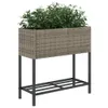 vidaXL Fioriera con ripiano in poly rattan grigio Anteprima dell’immagine prodotto 4
