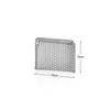 A gray polka dot pouch with dimensions indicated. Voir les images du produit