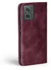 A close-up side view of a burgundy flip phone case with a phone inside. Produktbild-Vorschau