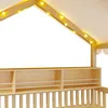 Flieks Kinderbett 90x200cm mit Led, Hausbett mit Baldachin Produktbild-Vorschau 8