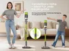 A woman and a child are posing with a cordless vacuum cleaner in a living room setting. Produktbild-Vorschau