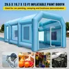 A collage of images showing an inflatable paint booth, a person painting, fruit, and glassware. Anteprima dell’immagine prodotto