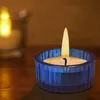 Teelichthalter 4er Set Glas blau  Ø5x3cm Teelichtglas Produktbild-Vorschau 3