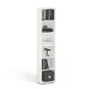 A tall, narrow white bookshelf filled with books and decorative items, set against a white background. Produktbild-Vorschau