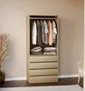 A wardrobe with hanging clothes and folded clothes on shelves, and drawers below. Anteprima dell’immagine prodotto