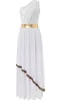 A white Greek goddess costume with a gold belt and decorative trim on the skirt. Produktbild-Vorschau