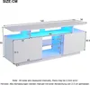 A diagram of a white TV stand with dimensions and LED lighting. Náhľad obrázku produktu